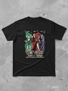 The Hex Girls Graphic T-Shirt | Halloween Witch Band Tee | Gothic Cartoon Shirt